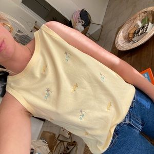 Yellow Tank with Cute Embroidery